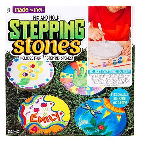 Made By Me Mix & Mold Your Own Stepping Stones By Horizon Group Usa Make 4 Diy Personalized Stepping Stones Molding Traydecorative Gemstonespaint Potspaint Brushgloves & Sticker Sheet Included