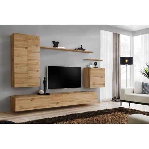 Meuble Tv Mural Design "Switch Ii" 270cm Naturel