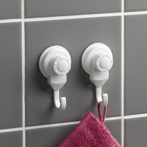 Lot De 2 Crochets "Ventouse" 8cm Blanc