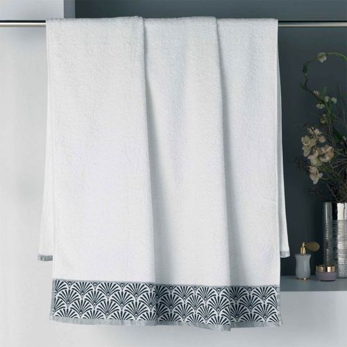 Drap De Bain Coton Jacquard "Goldy" 90x150cm Blanc & Argent