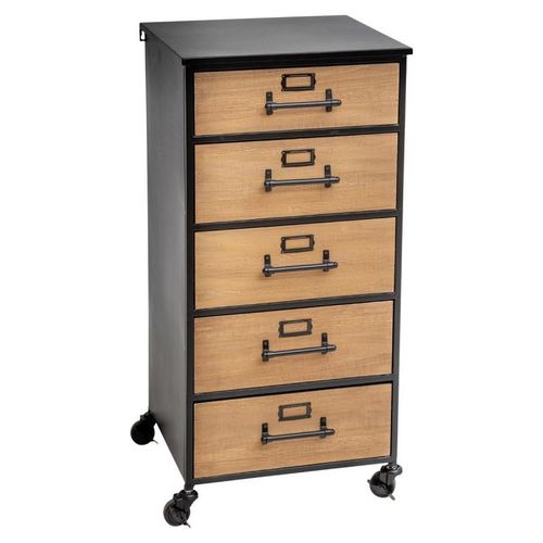 Chiffonnier Design 5 Tiroirs "Baris" 87cm Noir