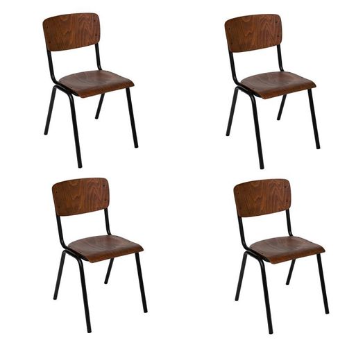 Lot De 4 Chaises Vintage "Kiel" 83cm Naturel