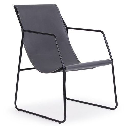 Paris Prix - Fauteuil Design En Métal "Lysio" 88cm Gris & Noir