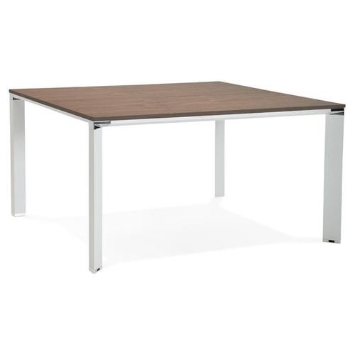 Paris Prix - Table De Bureau Design "Loina" 140cm Noyer & Blanc