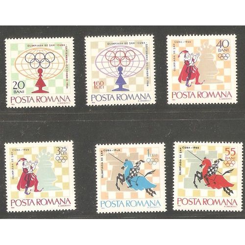 Timbres Échecs Roumanie 1966