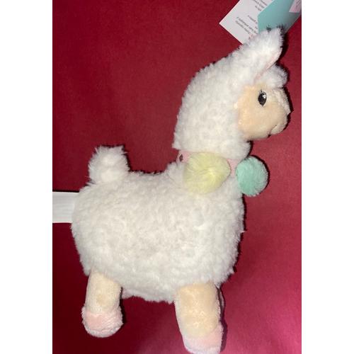 Doudou Tex Baby Lama Blanc Rose 20cm Peluche Lamaland Jouet Bébé Naissance