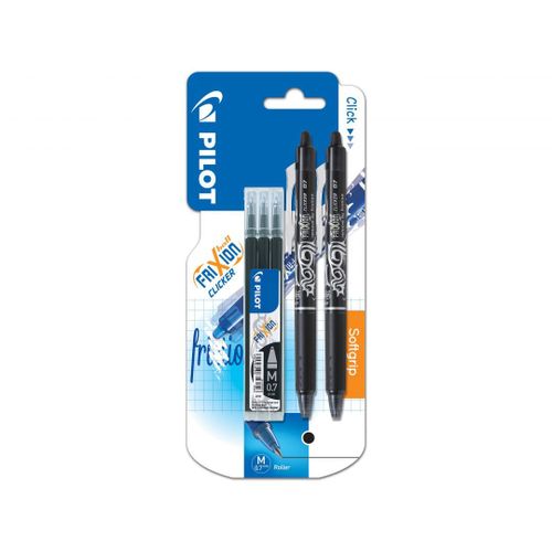 Lot De 2 Stylos Pilot Frixion Clicker Noir + 3 Recharges