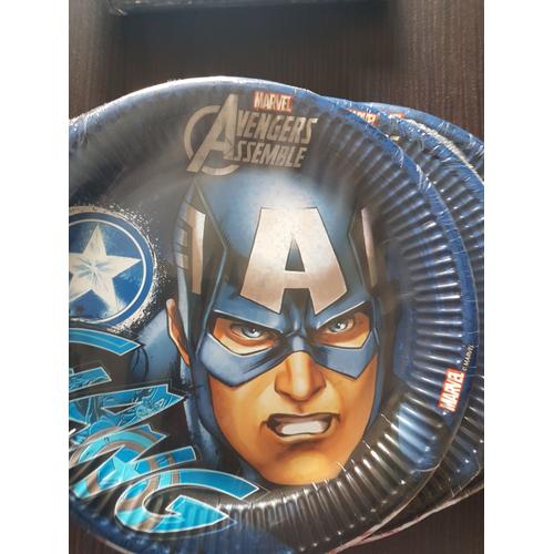 8 Assiettes Bleues En Carton Avengers 23 Cm Taille Unique