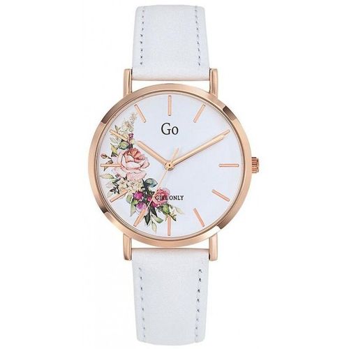 Go Girl Montre Femme Acier Doré Rose Cuir Blanc 699257
