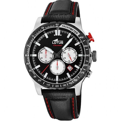 Montre Lotus Homme Chrono Acier Cuir Noir 18587/1