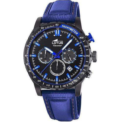 Montre Lotus Homme Chrono Acier Cuir Bleu 18588/2