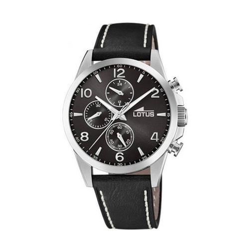 Lotus Montre Homme Chrono Acier Cuir Noir 18630/4