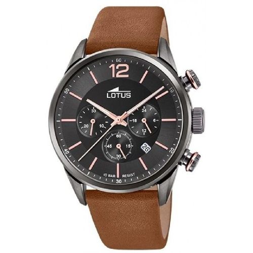 Lotus Montre Homme Chrono Acier Cuir Marron 18687/2