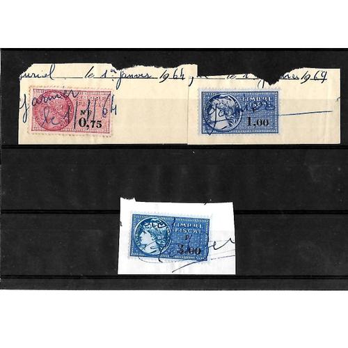 France-Lot De 3 Timbres Fiscaux Oblitérés-Très Bon Etat