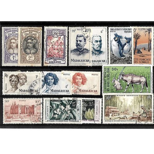 Colonies Françaises-Lot De 15 Timbres Oblitérés-Très Bon Etat