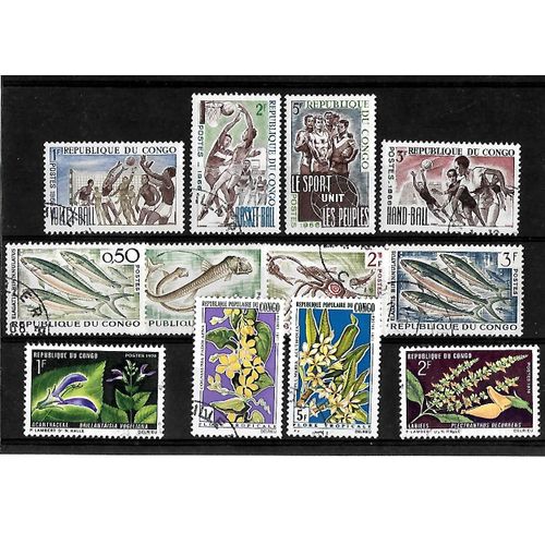 Congo-Lot De 12 Timbres Oblitérés-Très Bon Etat