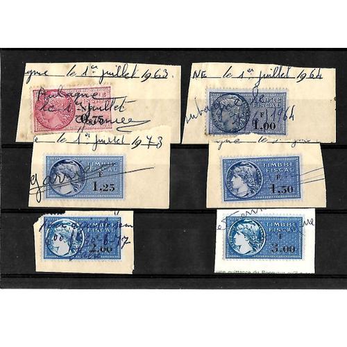 France-Lot De 6 Timbres Fiscaux Oblitérés-Très Bon Etat