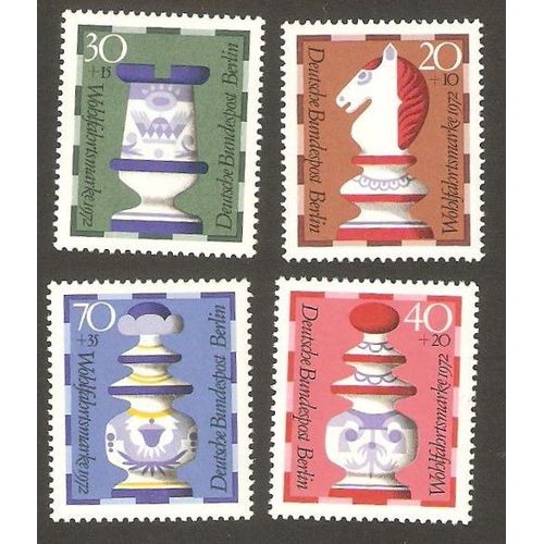 4 Timbres Échecs Allemagne Fédérale