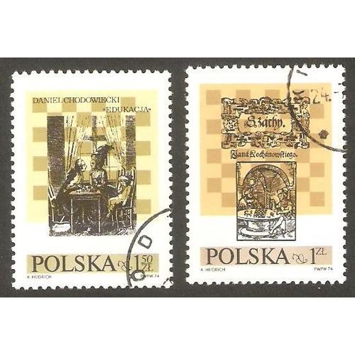 2 Timbres Échecs Pologne 1974