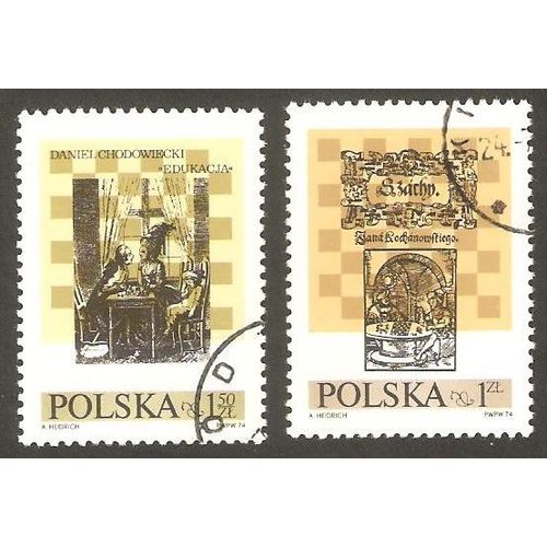 2 Timbres Échecs Pologne 1974