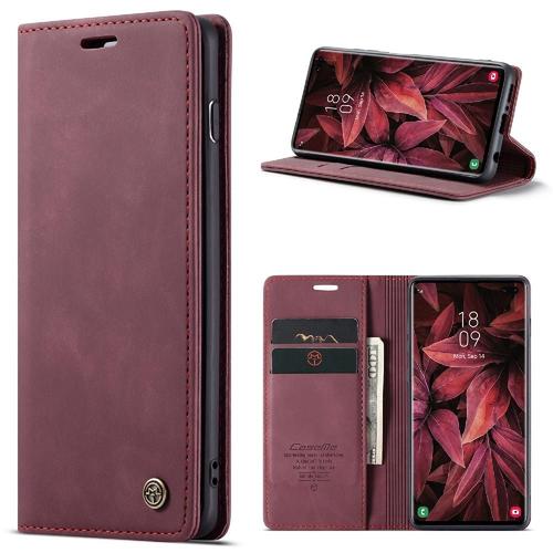 Flip Étui Pour Samsung Galaxy S10 Plus Fermeture Magnétique Antichoc Étui Avec Fente Pour Carte, Livre Flip Folio Portefeuille En Cuir Pu Vintage - Rouge