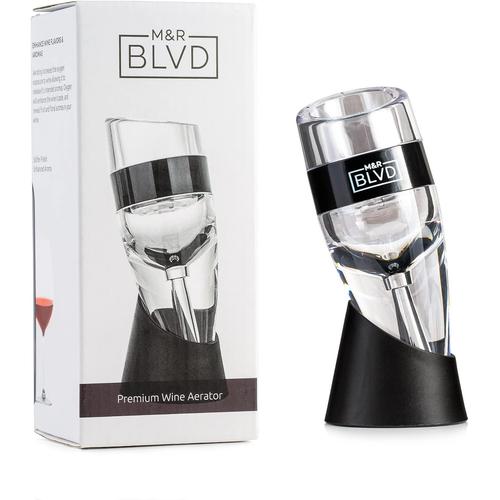 Noir Aérateur De Vin Avec Support Vertical ¿ 100 % Sans Bpa ¿ Bec Verseur Portatif De Qualité Supérieure Pour Les Vins Rouges, Blancs Et Doux ¿ Coffret Cadeau Pour Les Amateurs De Vin Et Les