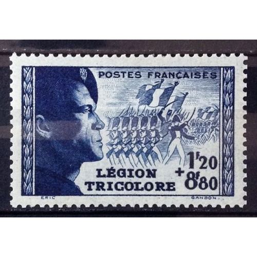 Légion Tricolore 1f20+8f80 Bleu (Superbe N° 565) Neuf* - Cote 6,90 - France Année 1942 - N27803