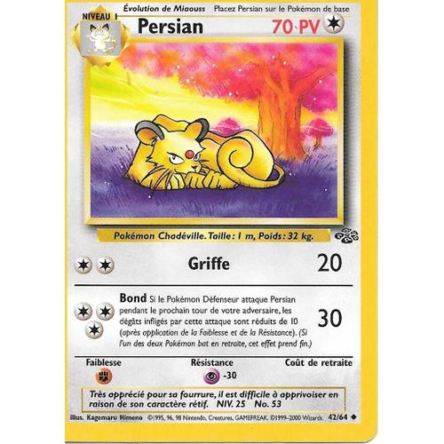 Carte Pokemon Persian 42/64 Set Jungle Fr