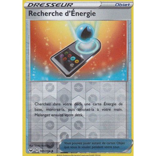 Carte Pokemon - Dresseur Recherche D'énergie - 161/202 - Reverse - Épée Et Bouclier -