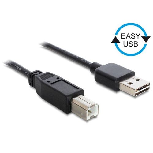 Delock Easy - Câble USB - USB (M) reversible pour USB type B (M) - USB 2.0 - 50 cm - noir