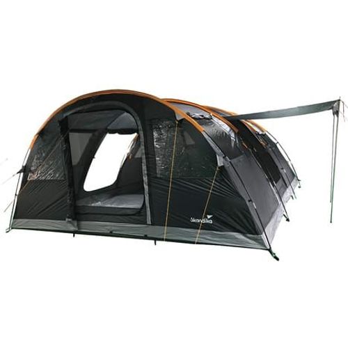 Gotland 6 - Tente Camping Familiale Tunnel - 6 Personnes - 540 X 450 Cm - Gris/Orange