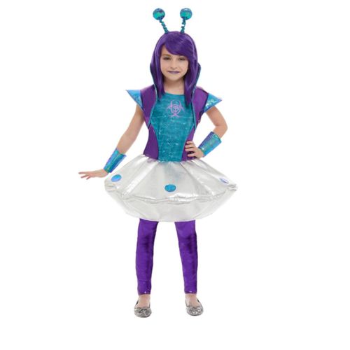 Déguisement Alien Bleu Et Violet Fille - Taille: 10-12 Ans (145/158 Cm)