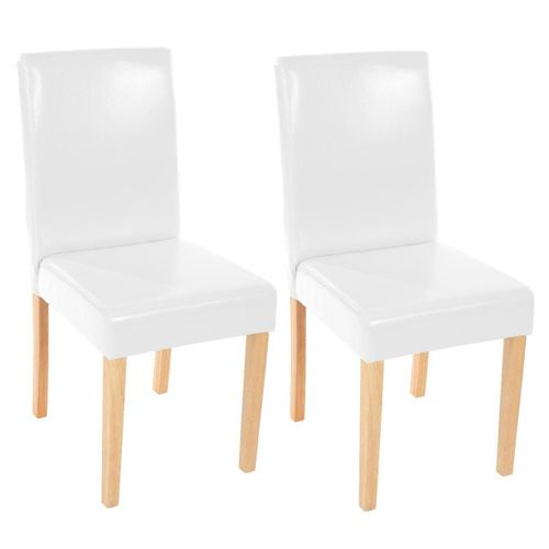 Lot De 2 Chaises De Salle À Manger Simili-Cuir Blanc Pieds Clairs Cds04047