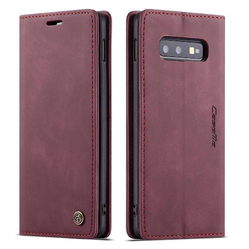 Flip Étui Pour Samsung Galaxy S10e Livre Flip Folio Étui Avec Fente Pour Carte, Portefeuille En Cuir Pu Vintage Fermeture Magnétique Antichoc - Rouge