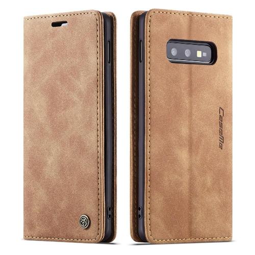 Flip Étui Pour Samsung Galaxy S10e Fermeture Magnétique Antichoc Étui Avec Fente Pour Carte, Portefeuille En Cuir Pu Vintage Livre Flip Folio - Jaune