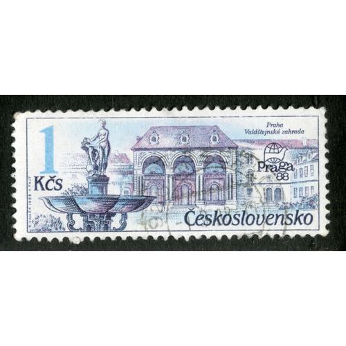 Timbre Oblitéré Ceskoslovensko, Praha, Valdstejnska Zahrada, Praga'88, 1 Kcs