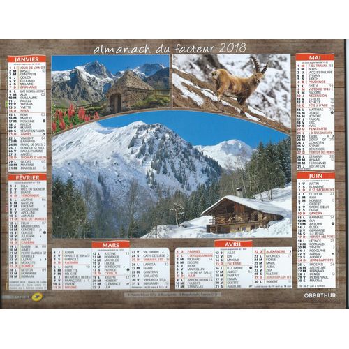 Calendrier De La Poste, Almanach Du Facteur 2018 Montagnes Des Alpes. Haute Savoie