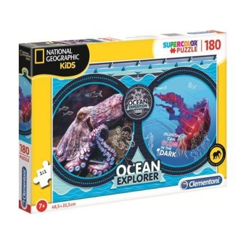 Puzzle 180 Pieces Animaux Marins : Poulpe Et Meduse - Puzzle Enfant - Collection National Geographic