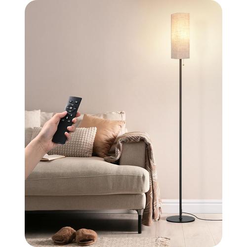 Lampadaire Sur Pied Salon Avec Abat-Jour En Lin & Télécommande, Température De Couleur & Luminosité Réglables En Continu, Lampadaire Moderne Avec E27 Ampoule Led Dimmable, 165 Cm