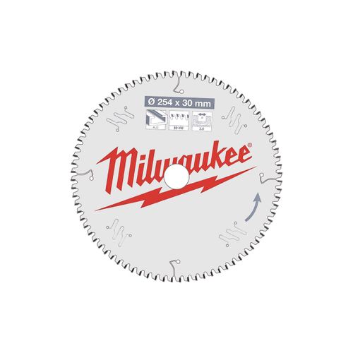 Lame scie circulaires MILWAUKEE pour scies à onglet 80 dents 3x254mm 4932471318