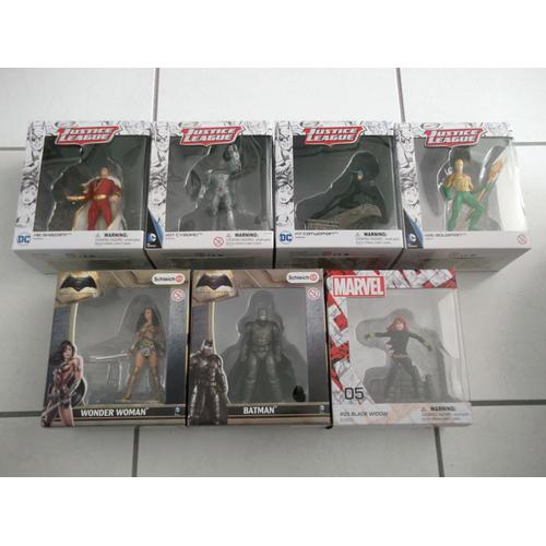 Collection De 7 Figurines Schleich : Justice League + Marvel (Black Widow) + Batman Superman