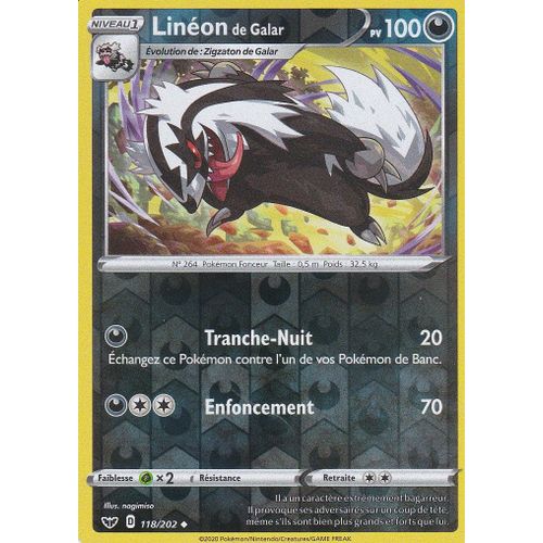 Carte Pokemon - Linéon De Galar - 118/202 - Reverse - Épée Et Bouclier