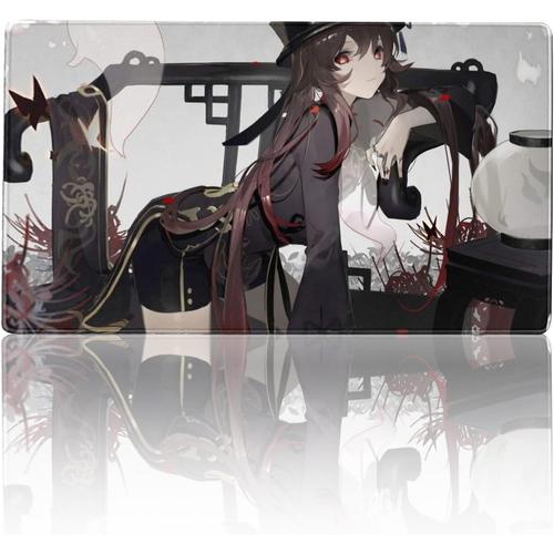 Anime Girl Grand Tapis de Souris Gaming sous-Mains Japonais imperméables XXL étendus Tapis de Souris Long à Base en Caoutchouc antidérapante de Bande dessinée(Size:23.6x11.8in)