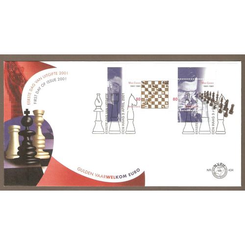 Enveloppe Premier Jour Échecs Pays Bas 03/04/2001 Max Euwe