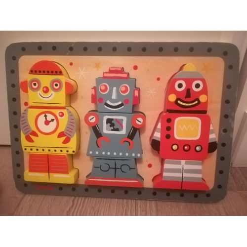 Puzzle Robots En Bois