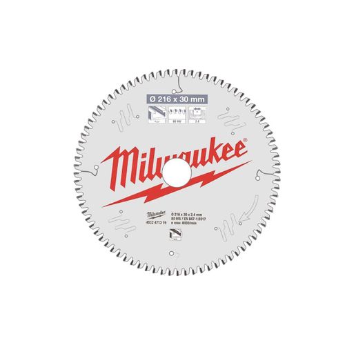 Lame scie circulaires MILWAUKEE pour scies à onglet 80 dents 2.4x216mm 4932471319