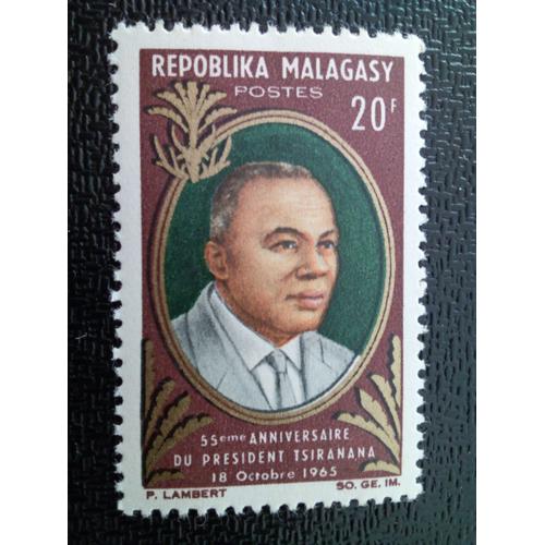 Timbre Madagascar Yt 408 55e Anniversaire Du Président 1965 ( 010204 )