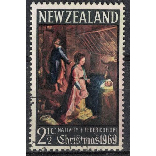 Nouvelle Zélande 1969 Oblitéré Used Peinture Birth Of Christ Federico Fiori Su