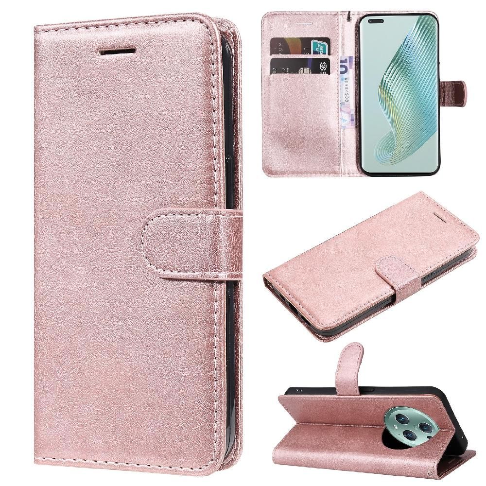 Flip Étui Pour Honor Magic 5 Pro Cuir De Haute Qualité Étui De Téléphone Portefeuille D'affaires Avec Fente Pour Carte Couleur Solide Classique - Couleur Rose