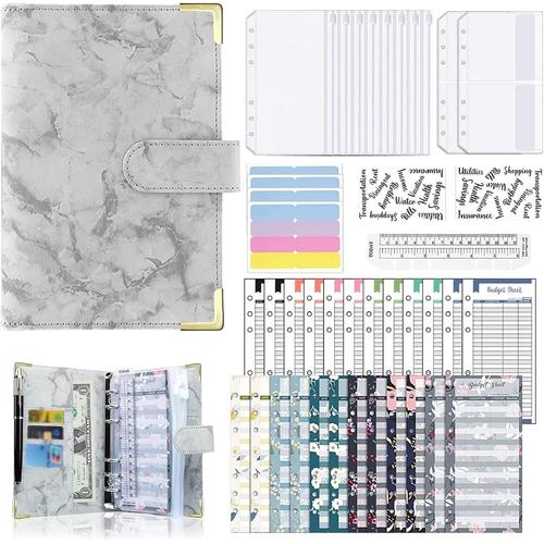 Enveloppe Budget, Classeur A6,Carnet Budget,Classeur Budget,Cahier Organiseur,Pochette Budget Enveloppe,Budget Planner,Enveloppes De Caisse Transparentes,Feuilles De Budget (Gris)